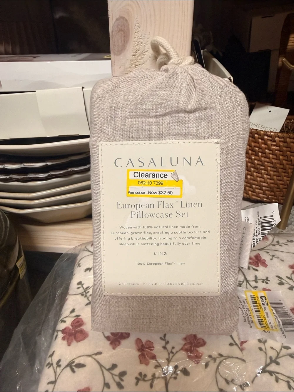 King 100% Linen Pillowcases Natural - Casaluna™